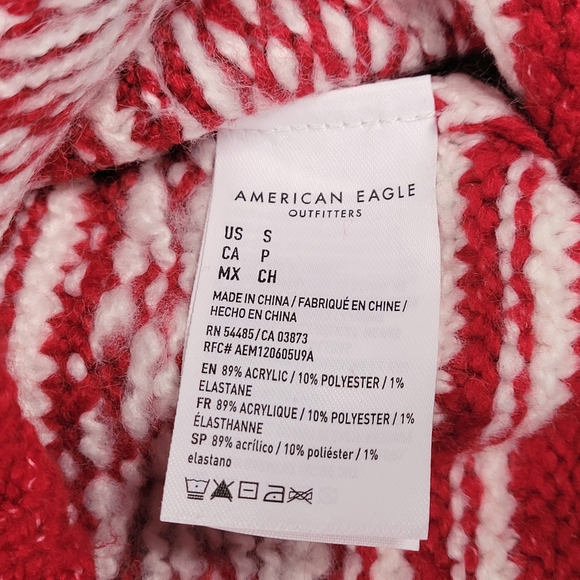 American Eagle Sweater Womens S Fair Isle Snowdrift Knit Red White NWT - Picture 8 of 12